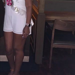 Ruffle sleeve white romper